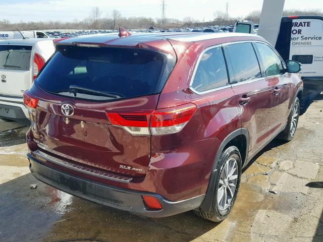 5TDJZRFH9KS915800 - 2019 TOYOTA HIGHLANDER MAROON photo 4