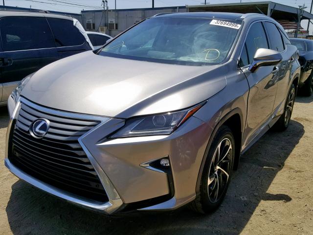 2T2BGMCA6KC033184 - 2019 LEXUS RX 450H GRAY photo 2