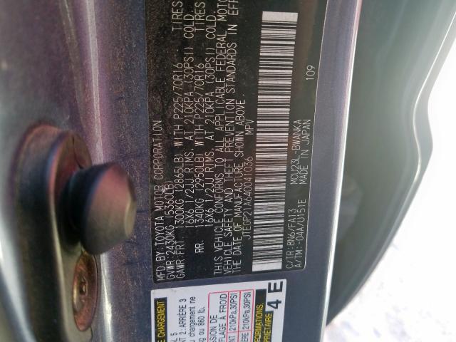 JTEGP21A640041036 - 2004 TOYOTA HIGHLANDER BASE  photo 10