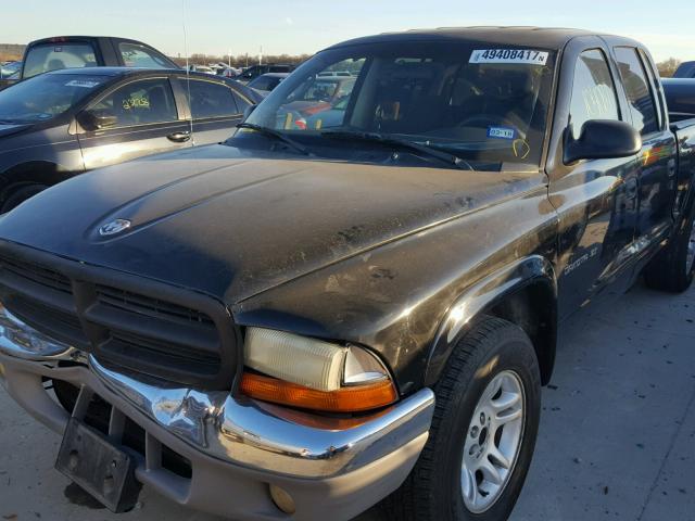 1B7HL48Z02S668036 - 2002 DODGE DAKOTA QUA BLACK photo 2