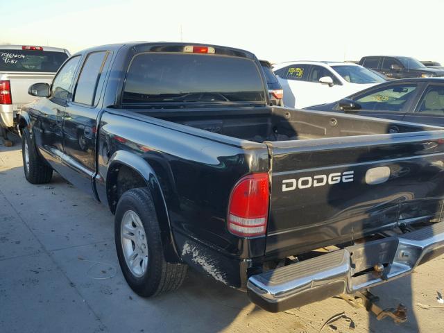 1B7HL48Z02S668036 - 2002 DODGE DAKOTA QUA BLACK photo 3