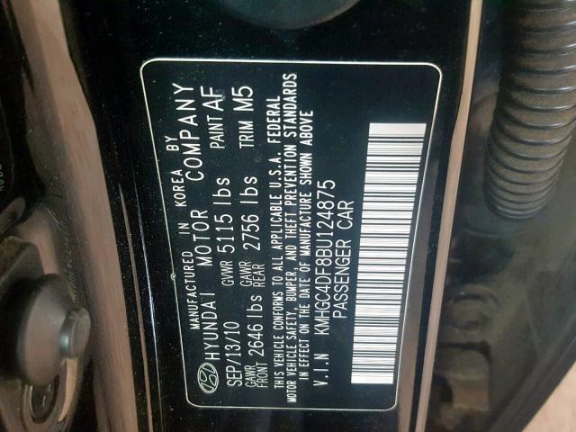 KMHGC4DF8BU124875 - 2011 HYUNDAI GENESIS 4. BLACK photo 10