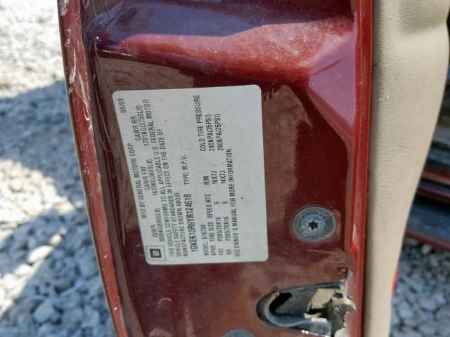 1GKEK13R9YR124618 - 2000 GMC YUKON DENA MAROON photo 10