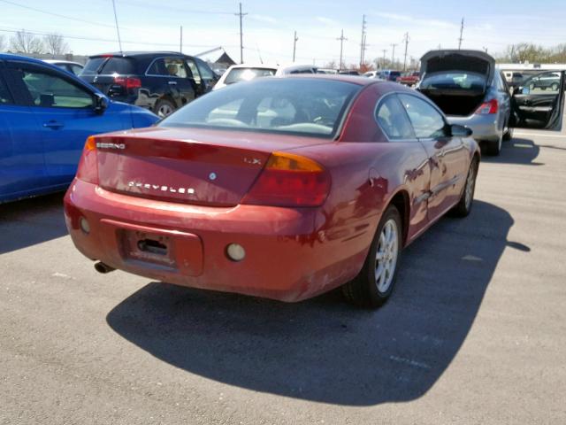 4C3AG42H52E123327 - 2002 CHRYSLER SEBRING LX RED photo 4