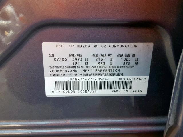 JM1BK344971605446 - 2007 MAZDA 3 HATCHBAC GRAY photo 10