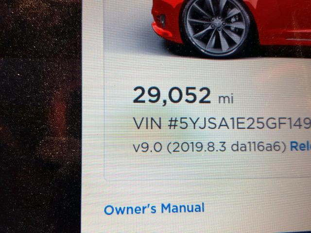 5YJSA1E25GF149750 - 2016 TESLA MODEL S Կարմիր լուսանկար 8