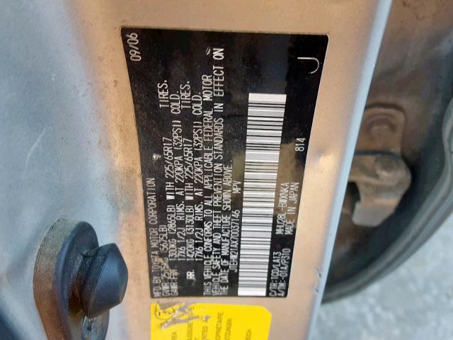 JTEHW21AX70037146 - 2007 TOYOTA HIGHLANDER SILVER photo 10