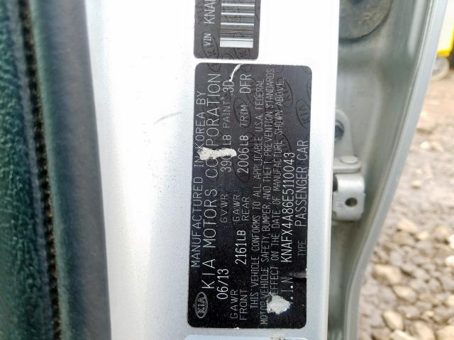 KNAFX4A86E5110043 - 2014 KIA FORTE EX  photo 10