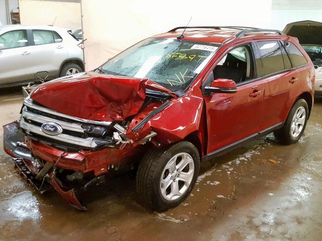 2FMDK4JC8DBE25042 - 2013 FORD EDGE SEL RED photo 2