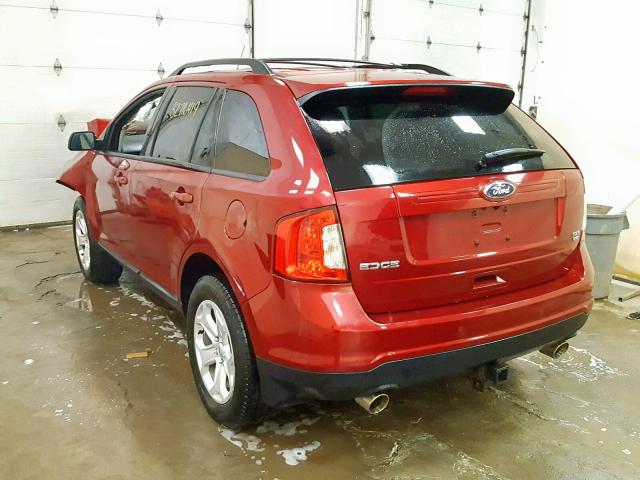 2FMDK4JC8DBE25042 - 2013 FORD EDGE SEL RED photo 3