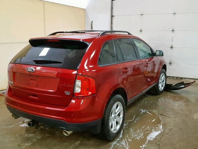 2FMDK4JC8DBE25042 - 2013 FORD EDGE SEL RED photo 4