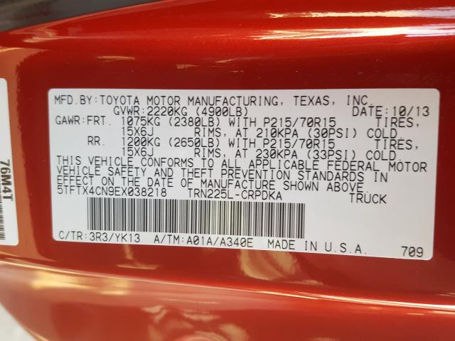 5TFTX4CN9EX038218 - 2014 TOYOTA TACOMA ACCESS CAB  ფოტო 10