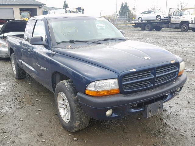 1B7GL22N61S284427 - 2001 DODGE DAKOTA BLUE photo 1