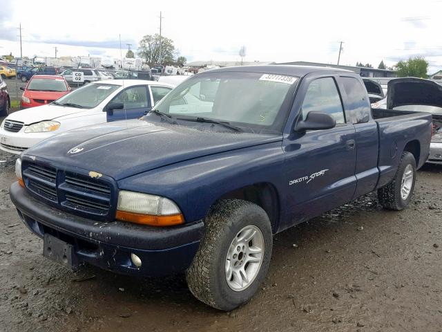 1B7GL22N61S284427 - 2001 DODGE DAKOTA BLUE photo 2