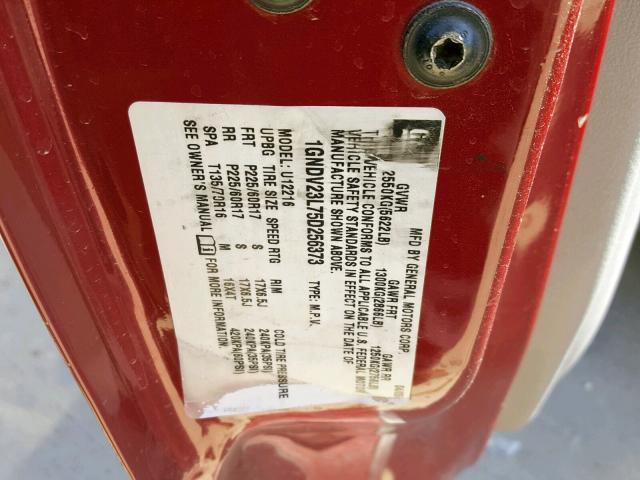 1GNDV23L75D256373 - 2005 CHEVROLET UPLANDER L 栗色 照片 10