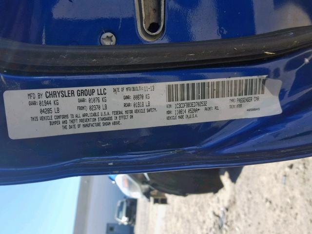 1C3CDFBB3ED702532 - 2014 DODGE DART SXT BLUE photo 10