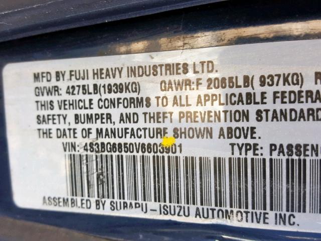 4S3BG6855X7627351 - 1999 SUBARU LEGACY OUT BLUE photo 10