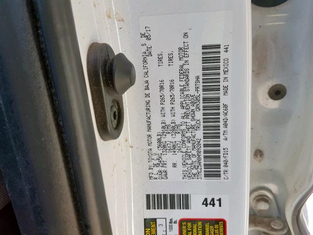 3TMCZ5AN8HM092042 - 2017 TOYOTA TACOMA DOU თეთრი ფოტო 10