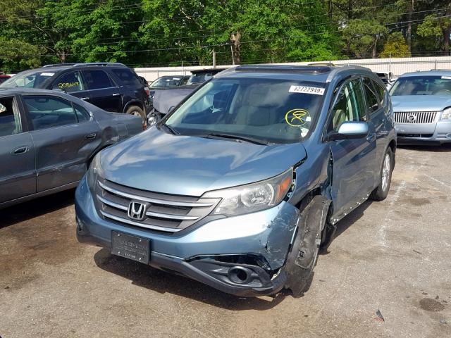 2HKRM3H79EH525955 - 2014 HONDA CR-V EXL TEAL photo 2