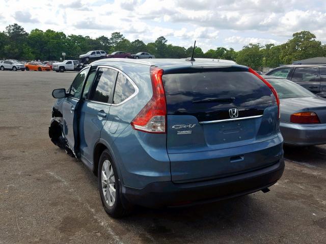 2HKRM3H79EH525955 - 2014 HONDA CR-V EXL TEAL photo 3