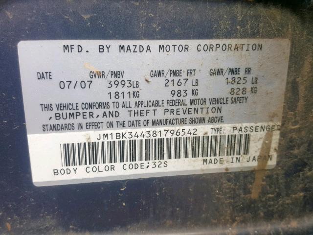 JM1BK344381796542 - 2008 MAZDA 3 HATCHBAC GRAY photo 10