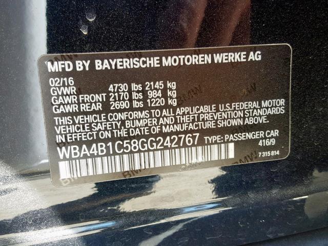 WBA4B1C58GG242767 - 2016 BMW 435 I BLUE photo 10