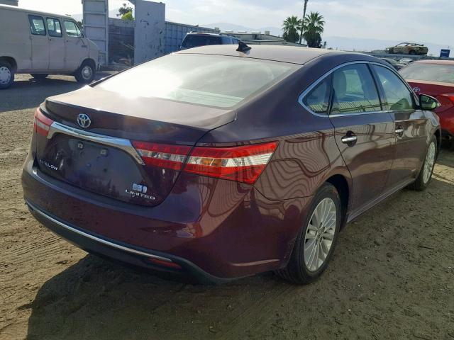 4T1BD1EB5DU014726 - 2013 TOYOTA AVALON HYB MAROON photo 4