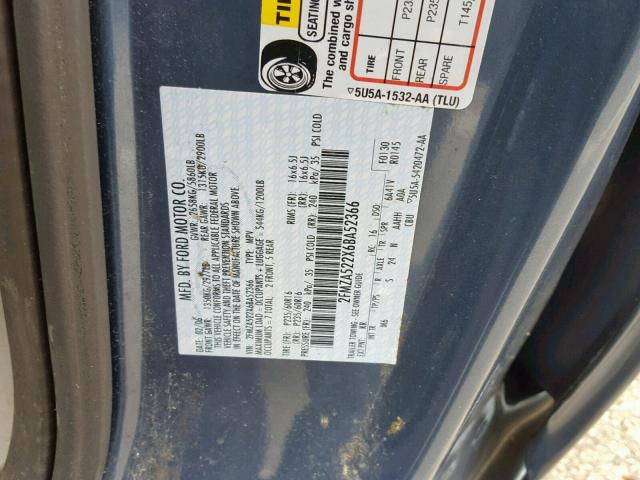 2FMZA522X6BA52366 - 2006 FORD FREESTAR S BLUE photo 10