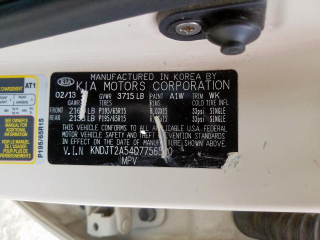 KNDJT2A54D7756560 - 2013 KIA SOUL  photo 10