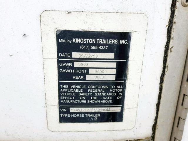 1K9121226XK049065 - 1999 TRAIL KING UTILITY თეთრი ფოტო 8