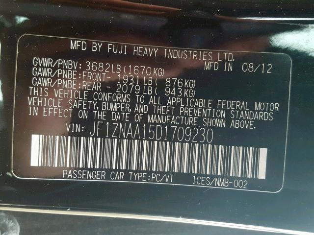 JF1ZNAA15D1709230 - 2013 TOYOTA SCION FR-S BLACK photo 10