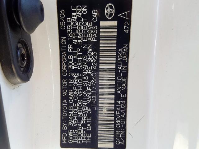 JTKDE177360142923 - 2006 TOYOTA SCION TC  ფოტო 10