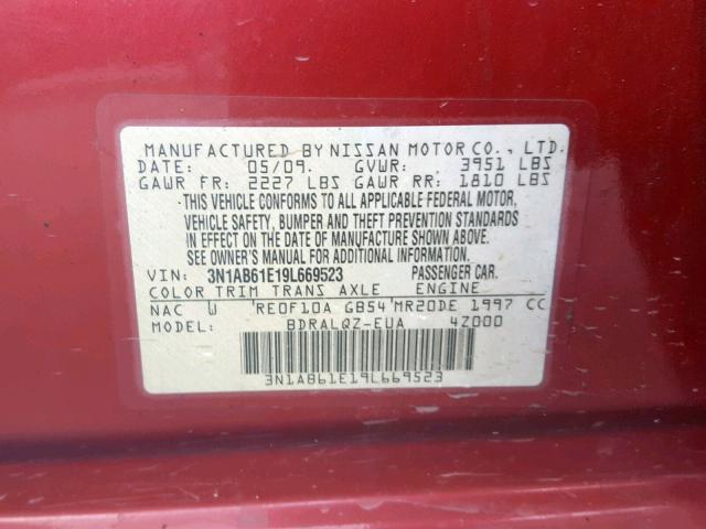 3N1AB61E19L669523 - 2009 NISSAN SENTRA 2.0 RED photo 10