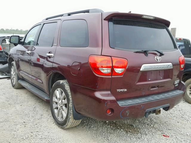 5TDJW5G10AS033125 - 2010 TOYOTA SEQUOIA LI BURGUNDY photo 3