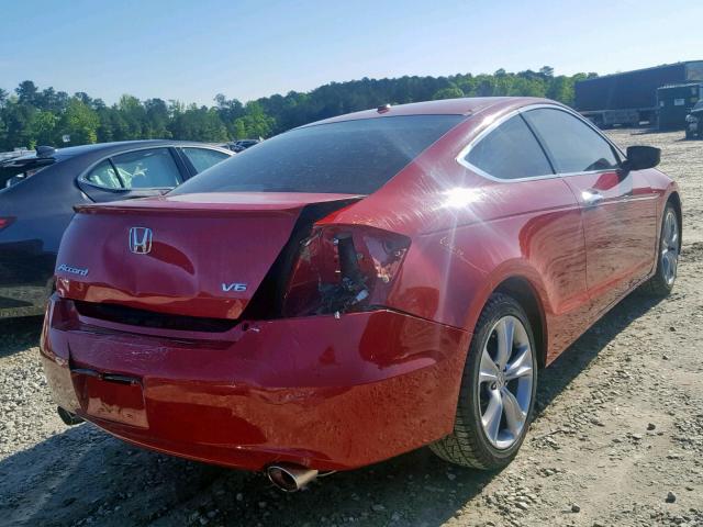 1HGCS2B87BA007368 - 2011 HONDA ACCORD EXL RED photo 4