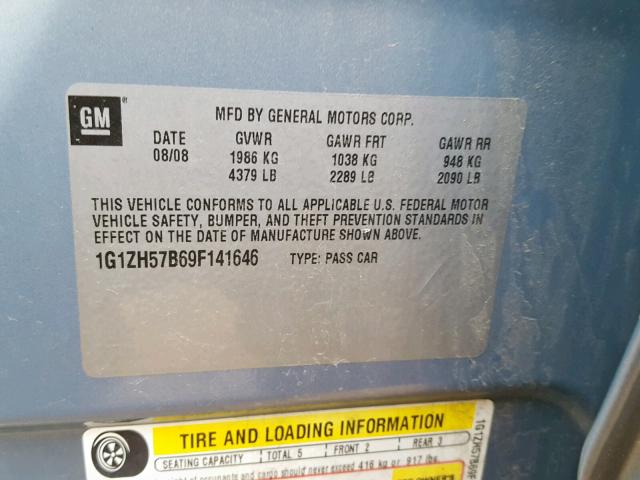1G1ZH57B69F141646 - 2009 CHEVROLET MALIBU 1LT 蓝色 照片 10