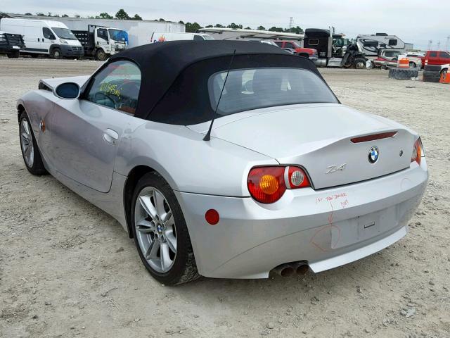 4USBT534X4LU06233 - 2004 BMW Z4 3.0 SILVER photo 3