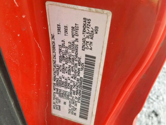 5TENL42NX1Z856209 - 2001 TOYOTA TACOMA RED photo 10