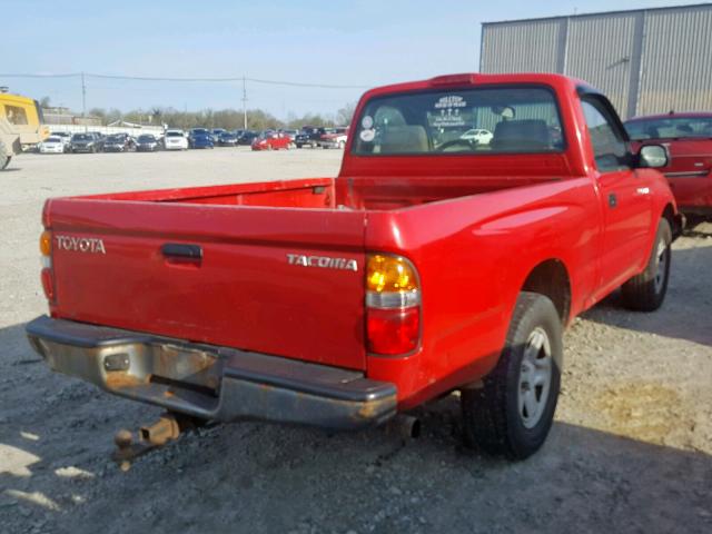 5TENL42NX1Z856209 - 2001 TOYOTA TACOMA RED photo 4