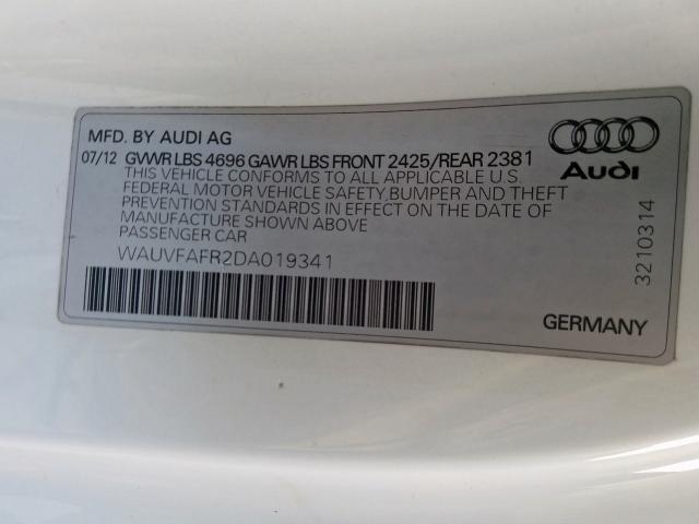 WAUVFAFR2DA019341 - 2013 AUDI A5 PRESTIGE  photo 10