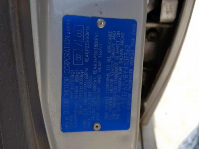 JS3TE62V8Y4107362 - 2000 SUZUKI GRAND VITA GRAY photo 10