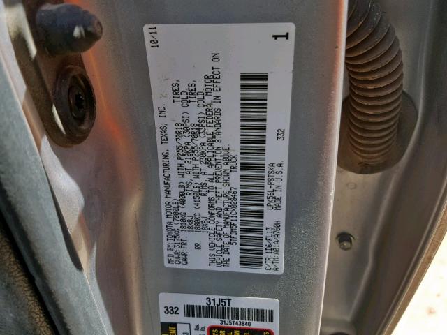 5TFDM5F11CX028467 - 2012 TOYOTA TUNDRA CRE SILVER photo 10