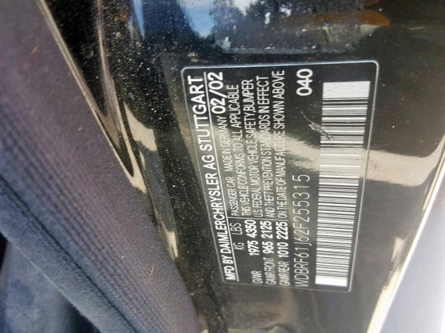 WDBRF61J62F255315 - 2002 MERCEDES-BENZ C 240 BLACK photo 10