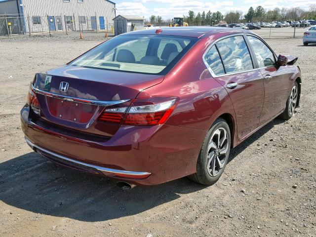 1HGCR2F89GA205396 - 2016 HONDA ACCORD EXL RED photo 4