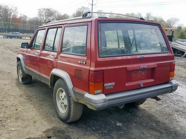 1J4FJ58SXNL113853 - 1992 JEEP CHEROKEE L RED photo 3