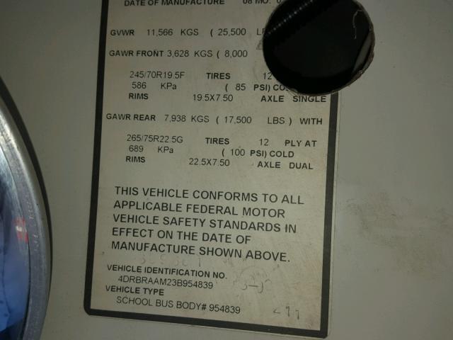 4DRBRAAM23B954839 - 2003 IC CORPORATION 3000 黄色 照片 10