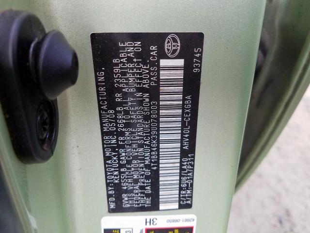 4T1BB46K39U078003 - 2009 TOYOTA CAMRY HYBRID  photo 10