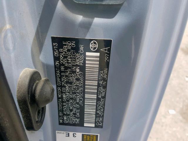 JTKJF5C73E3066517 - 2014 TOYOTA SCION TC ვერცხლისფერი ფოტო 10