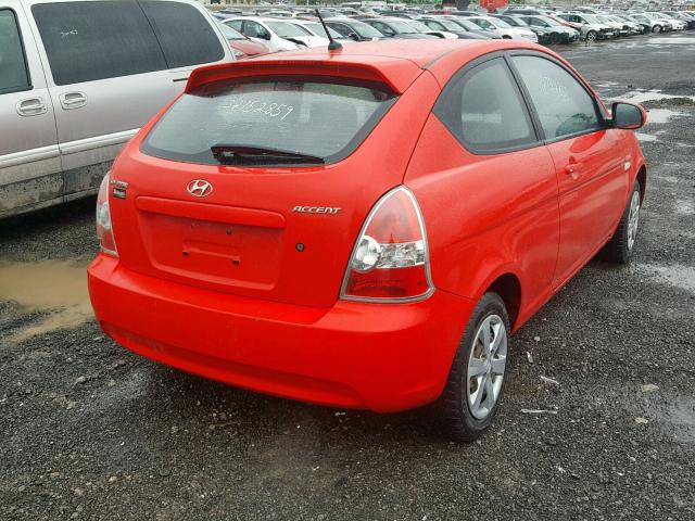 KMHCN3BC5AU149873 - 2010 HYUNDAI ACCENT SE RED photo 4