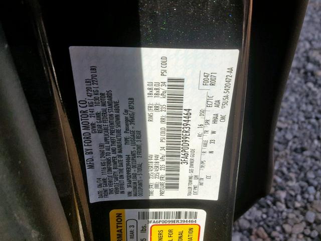 3FA6P0D99ER394464 - 2014 FORD FUSION TIT BLACK photo 10